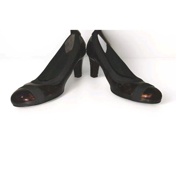 NEW! Stuart Weitzman Easily Elastic Pump Patent Leather Tortoise Shell Toe Sz 8 - Picture 5 of 9